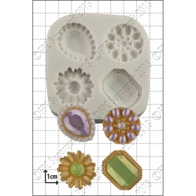 Jewelled Brooches silicone mold by FPC