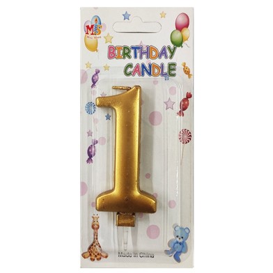 No.1 Metallic Gold Birthday Candle (Box 12pcs)