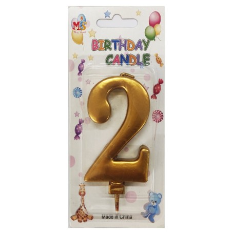 No.2 Metallic Gold Birthday Candle (Box 12pcs)