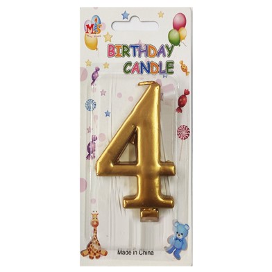 No.4 Metallic Gold Birthday Candle (Box 12pcs)
