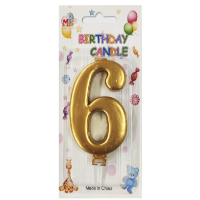 No.6 Metallic Gold Birthday Candle (Box 12pcs)