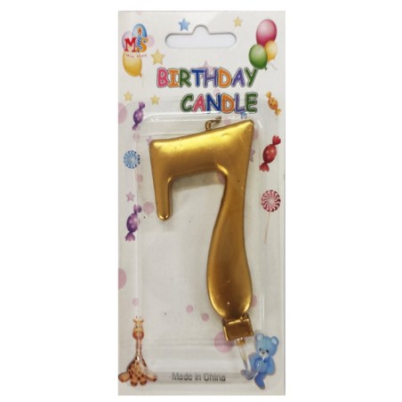No.7 Metallic Gold Birthday Candle (Box 12pcs)