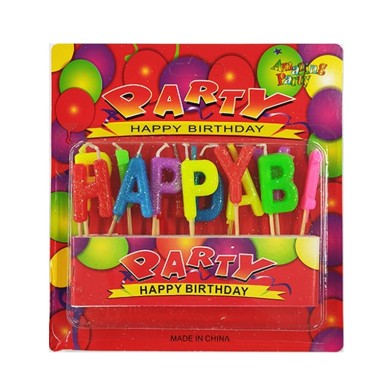 Colorful Glitter Happy Birthday Candles set of 13 (Box 24pcs)