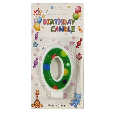 No.0 Colorful Dot Birthday Candle (Box 12pcs)