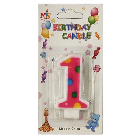 No.1 Colorful Dot Birthday Candle (Box 12pcs)