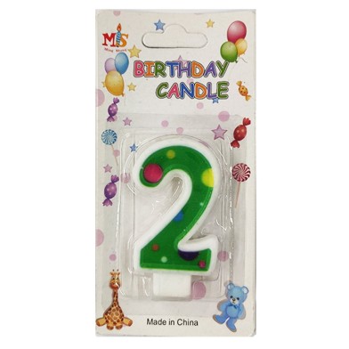 No.2 Colorful Dot Birthday Candle (Box 12pcs)