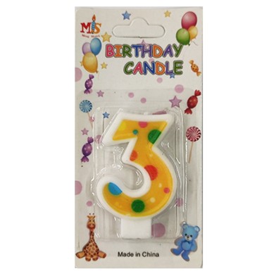 No.3 Colorful Dot Birthday Candle (Box 12pcs)