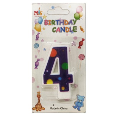No.4 Colorful Dot Birthday Candle (Box 12pcs)