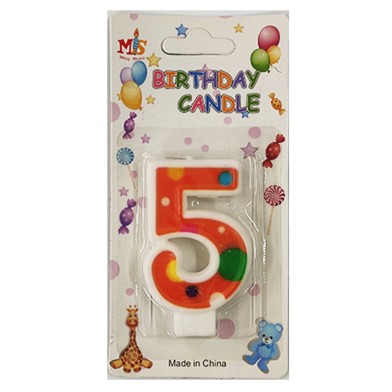 No.5 Colorful Dot Birthday Candle (Box 12pcs)