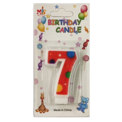 No.7 Colorful Dot Birthday Candle (Box 12pcs)