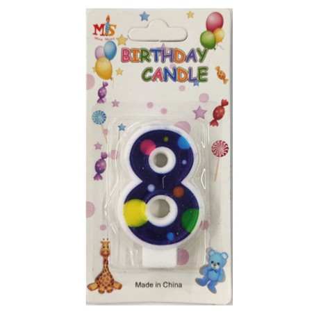 No.8 Colorful Dot Birthday Candle (Box 12pcs)