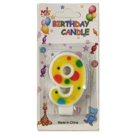 No.9 Colorful Dot Birthday Candle (Box 12pcs)