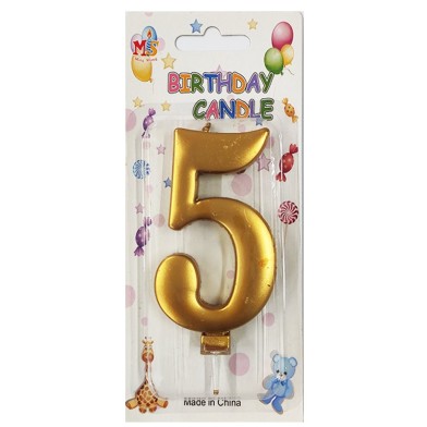 No.5 Metallic Gold Birthday Candle