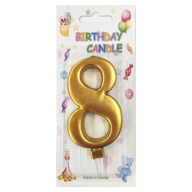 No.8 Metallic Gold Birthday Candle