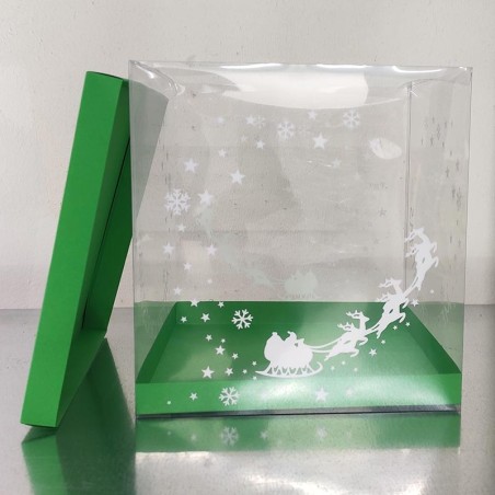 Εκτυπωμένο Κουτί 25xY26,5εκ. για Χριστουγεννιάτικα Σπιτάκια με Πράσινο Καπάκι-Πατο