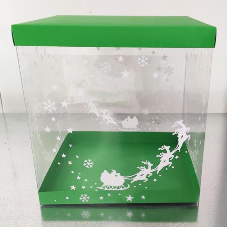 Εκτυπωμένο Κουτί 25xY26,5εκ. για Χριστουγεννιάτικα Σπιτάκια με Πράσινο Καπάκι-Πατο