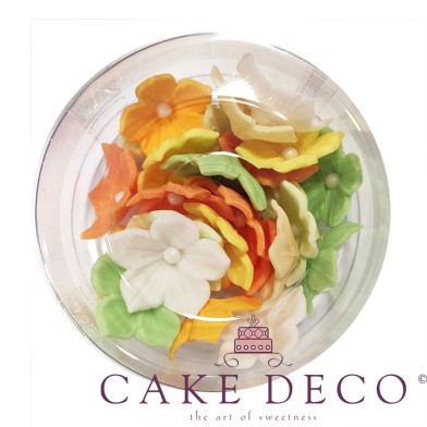 Cake Deco Colorful Petunias with White pearl in Spring Colors (30pcs)
