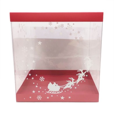Εκτυπωμένο Κουτί 25xY26,5εκ. για Χριστουγεννιάτικα Σπιτάκια με Κόκκινο Καπάκι-Πατο
