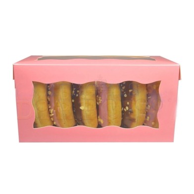 Pink Doughnut/Pastry Box with Window, 8x4x4in
