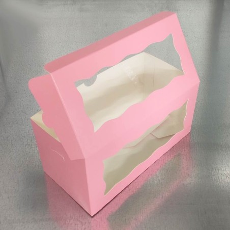 Ροζ Κουτί  Ντόνατς / Γλυκών με παράθυρο 20,3 x 10 x 10εκ.