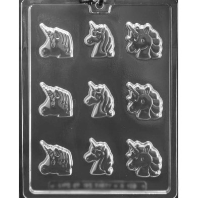 Small Unicorn Faces Chocolates / Sugarpaste Mold, 8,5-14gr - Dim.: 4,45-5,4 x 3,65cm