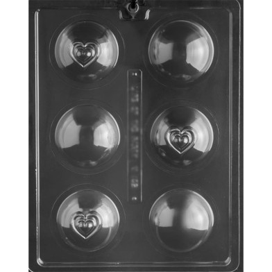 Spheres with Hearts Chocolate Mold - Dim.: 6,03 x 2,54cm each side