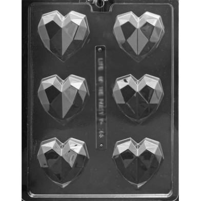 Geometric Heart Chocolates Mold 51gr - Dim.: 6,67 x 7,62 x 2,22cm