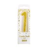 Gold Glitter Number Candle No.1, 8cm