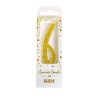 Gold Glitter Number Candle No.6, 8cm