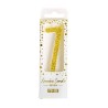 Gold Glitter Number Candle No.7, 8cm