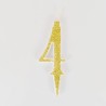 Gold Glitter Birthday Candle with Number 4