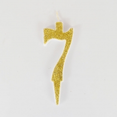 Gold Glitter Birthday Candle with Number 7