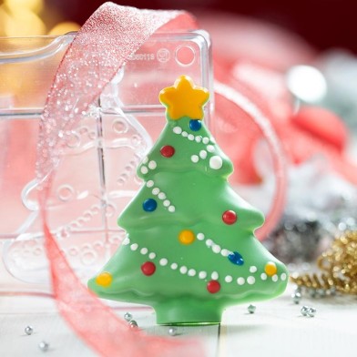 Μεγάλα Χριστουγεννιάτικα Δέντρα - Καλούπι 2 θέσεων για Σοκολάτες της Decora. Δ12,1x15εκ.