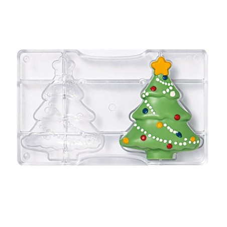 Large Christmas Tree Polycarbonate mold by Decora. Dim 121x150 mm