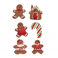 Σετ 6 Gingerbread Χριστουγεννιάτικα Βρώσιμα Διακοσμητικά της Decora 3-4εκ. 