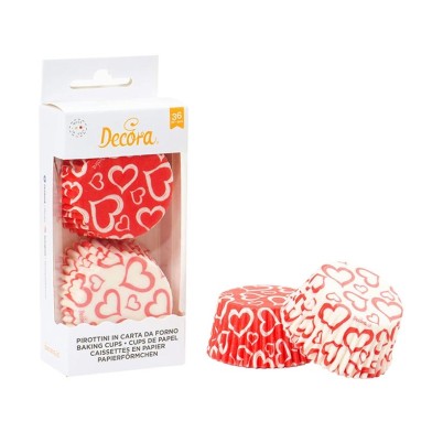 Red & White Love Hearts - Baking Cases 36 pcs, D 50 x h32 mm