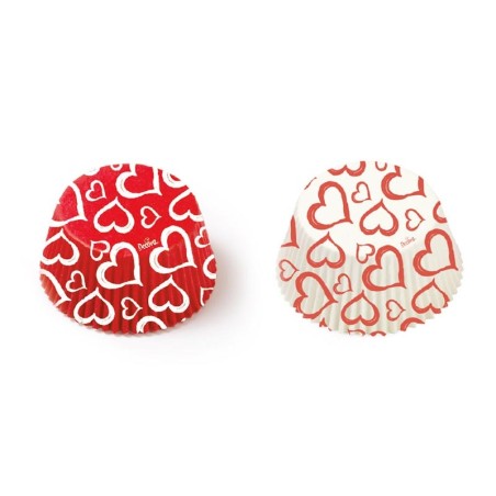 Red & White Love Hearts - Baking Cases 36 pcs, D 50 x h32 mm