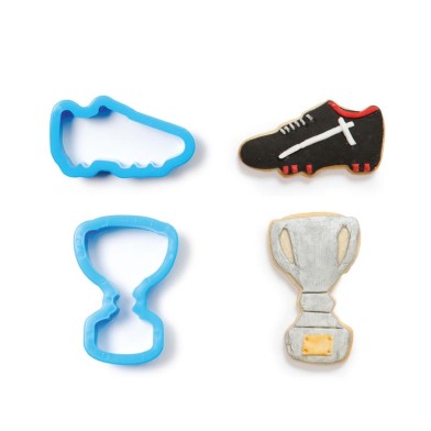 Set of 2 Plastic Cookie Cutters - Trophy & Football Shoe