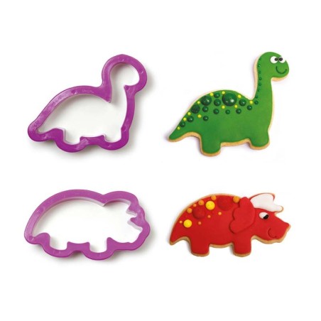 Set of 2 Plastic Cookie Cutters - Dinosaurs 