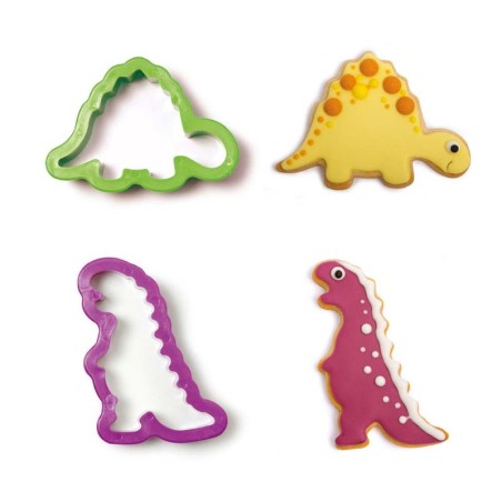 Set of 2 Plastic Cookie Cutters - Jurassic Dinosaurs