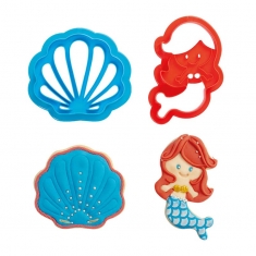 Set of 2 Plastic Cookie Cutters - Mermaid & Shell