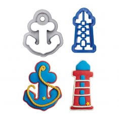 Set of 2 Plastic Cookie Cutters - Anchor & Light house