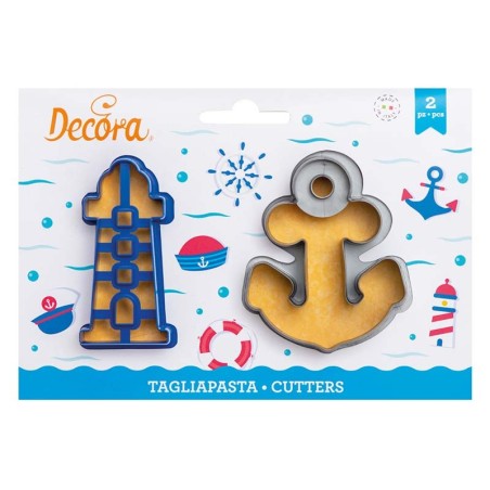 Set of 2 Plastic Cookie Cutters - Anchor & Light house