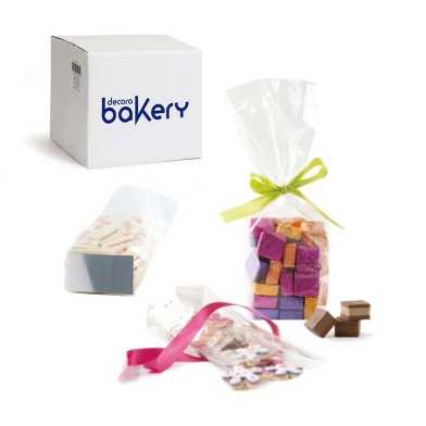 Clear Candy Bags with Hard Bottom, 100pcs, D 14 x h30 cm