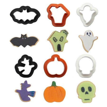 6 Halloween Mini Plastic Cookie Cutters by Decora Dim. 3-4cm