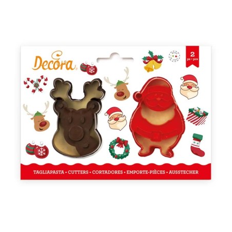 Santa Claus and Reindeer Set of 2 Cookie Cutter 7-8cm  by Decora