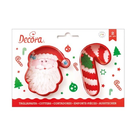 Santa Claus and Candy Cane Set of 2 Cookie Cutters by Decora Dim. 8-8,5cm
