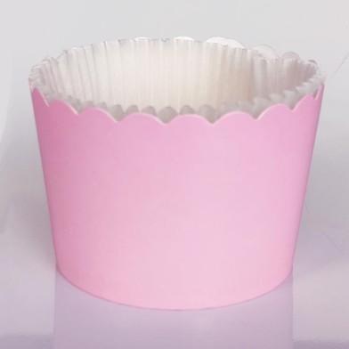 Ροζ Θήκες Cupcakes με καραμελόχαρτο Μεγάλα Δ7xΥ4,5εκ. -  20τεμ