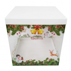 Xmas Gingerbread house Transparent Box White Lid 25xH26,5cm 