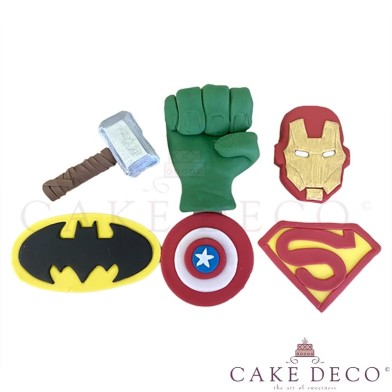 Super Hero Badges- Sugarpaste Figures 6pc set